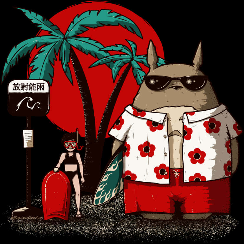 Beachside Totoroand Friend.jpg PNG with transparent background