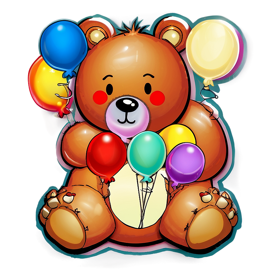 Bear With Balloons Png 05032024