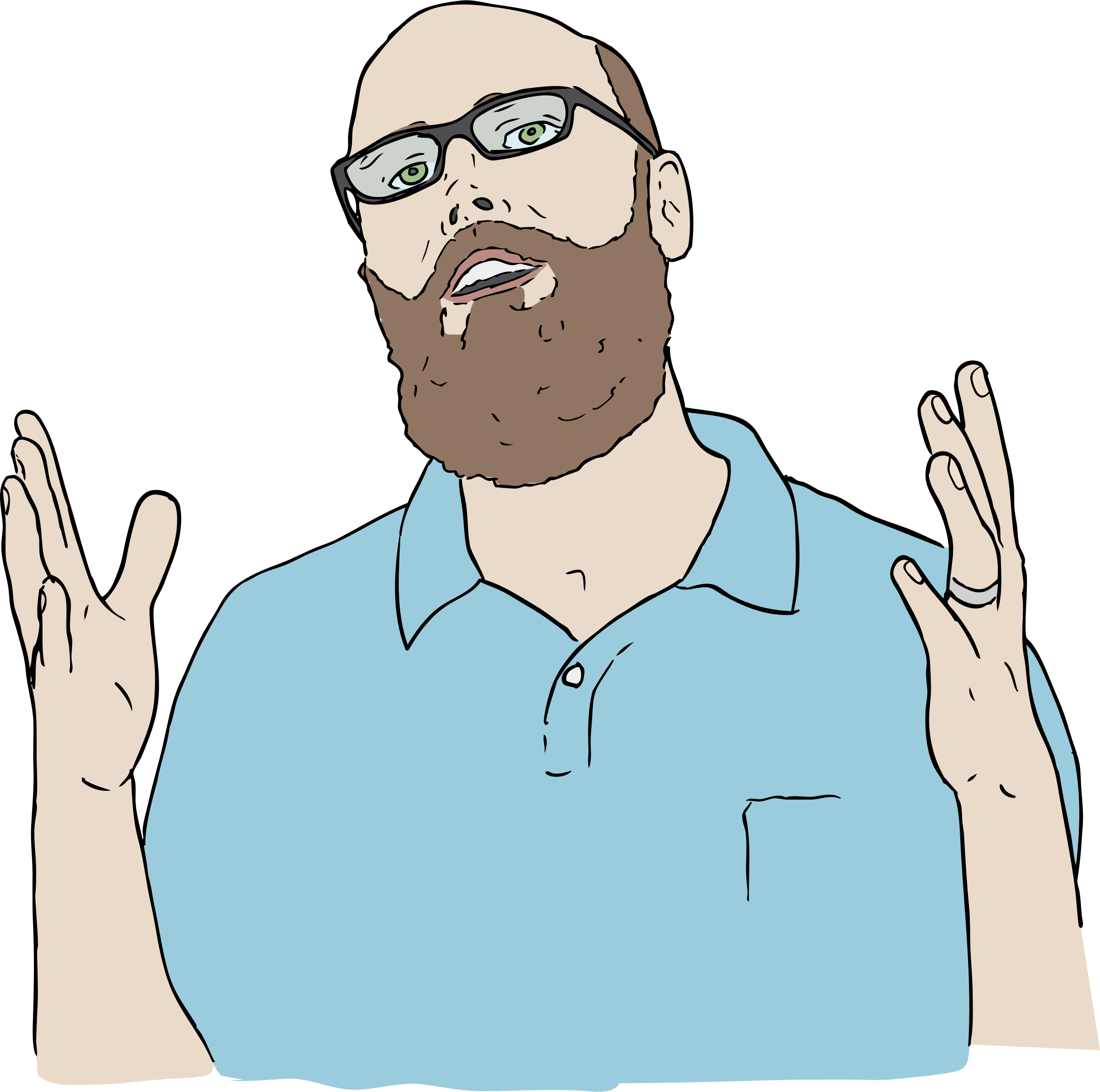 Bearded Man Gesturingwith Hands PNG with transparent background