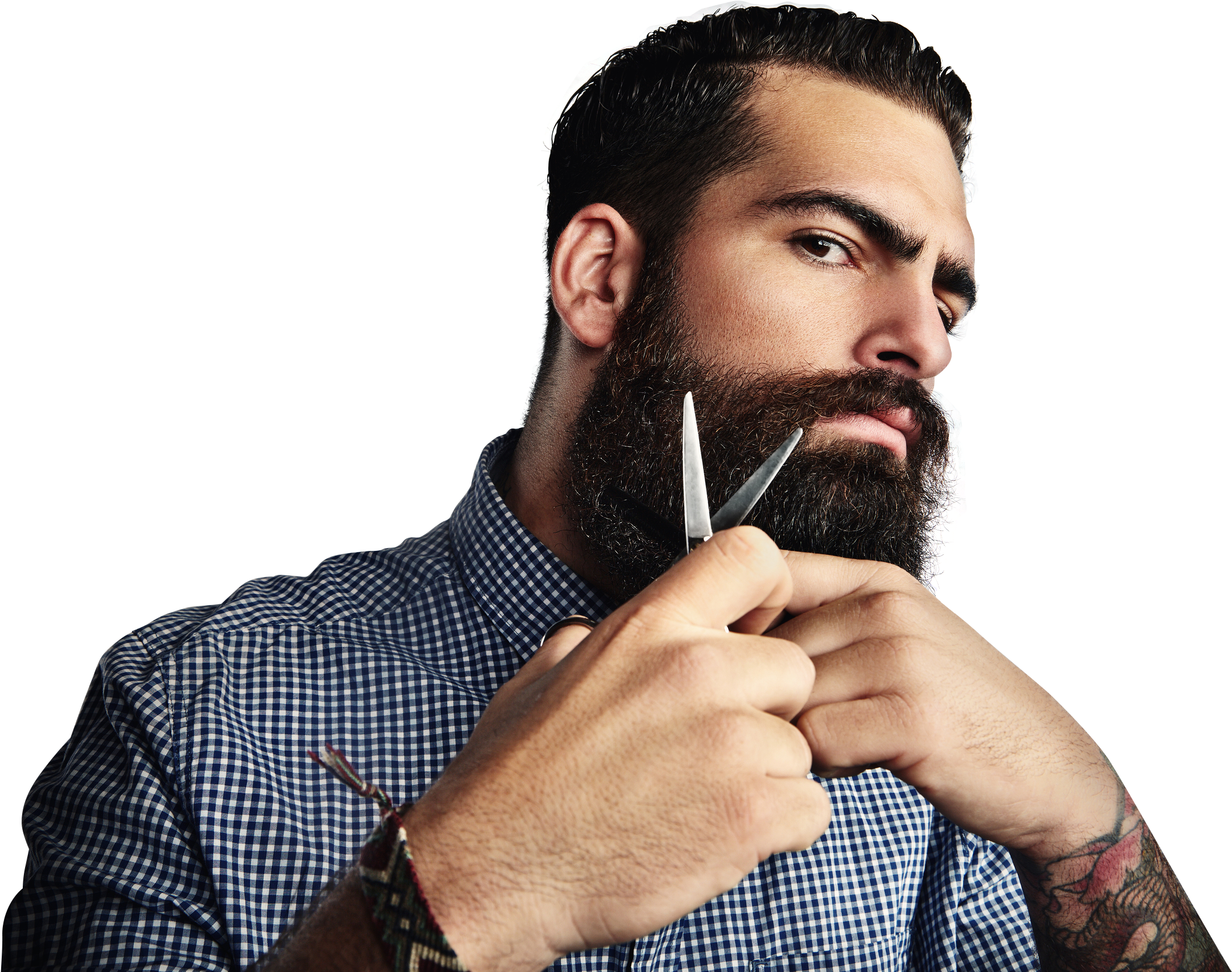 Bearded Man Holding Scissors