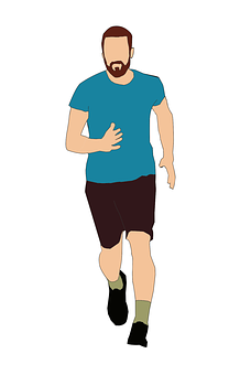 Bearded Man Running Illustration PNG with transparent background