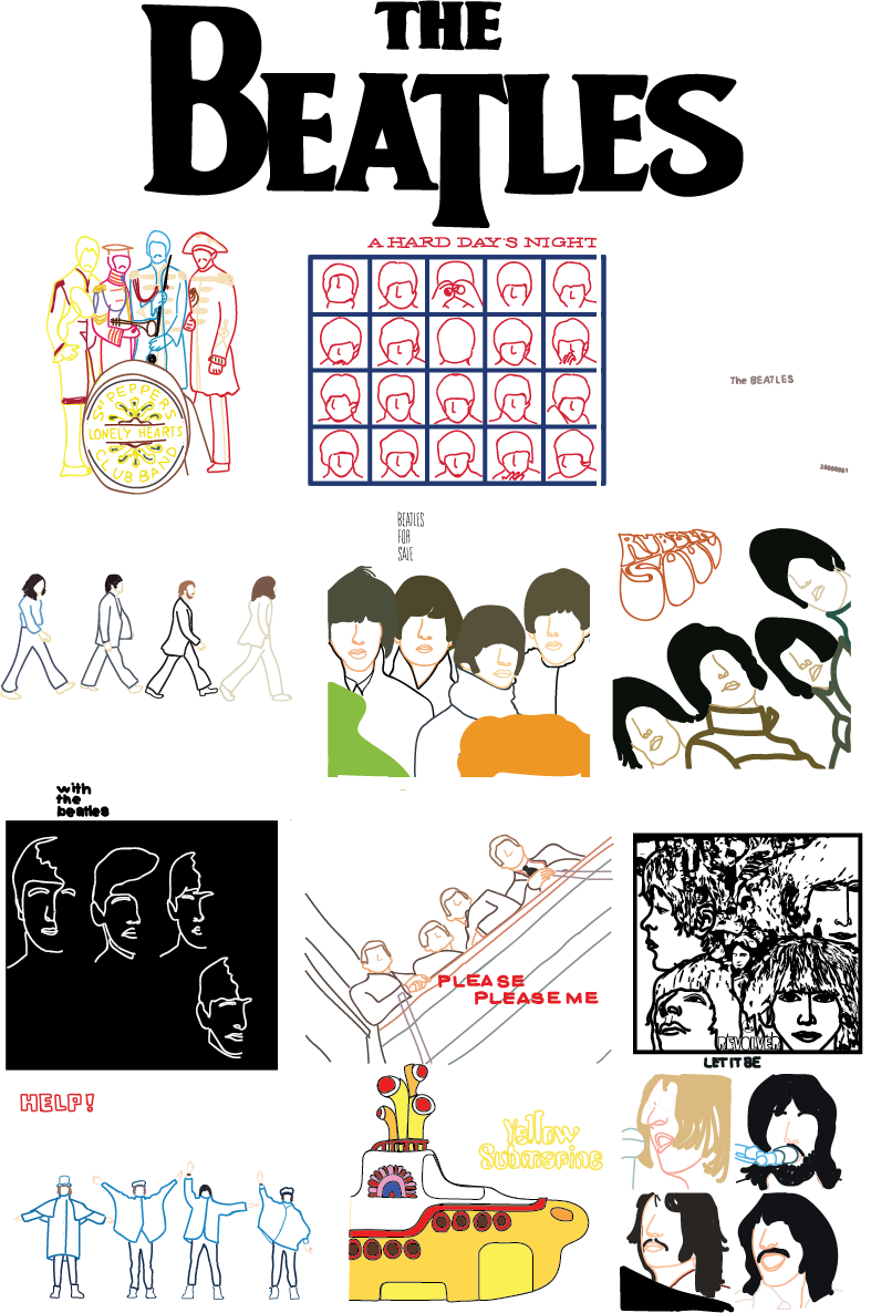 Beatles Iconic Album Art Collage