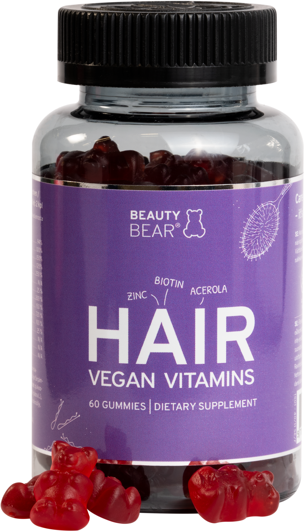 Beauty Bear Hair Vegan Vitamins Bottle