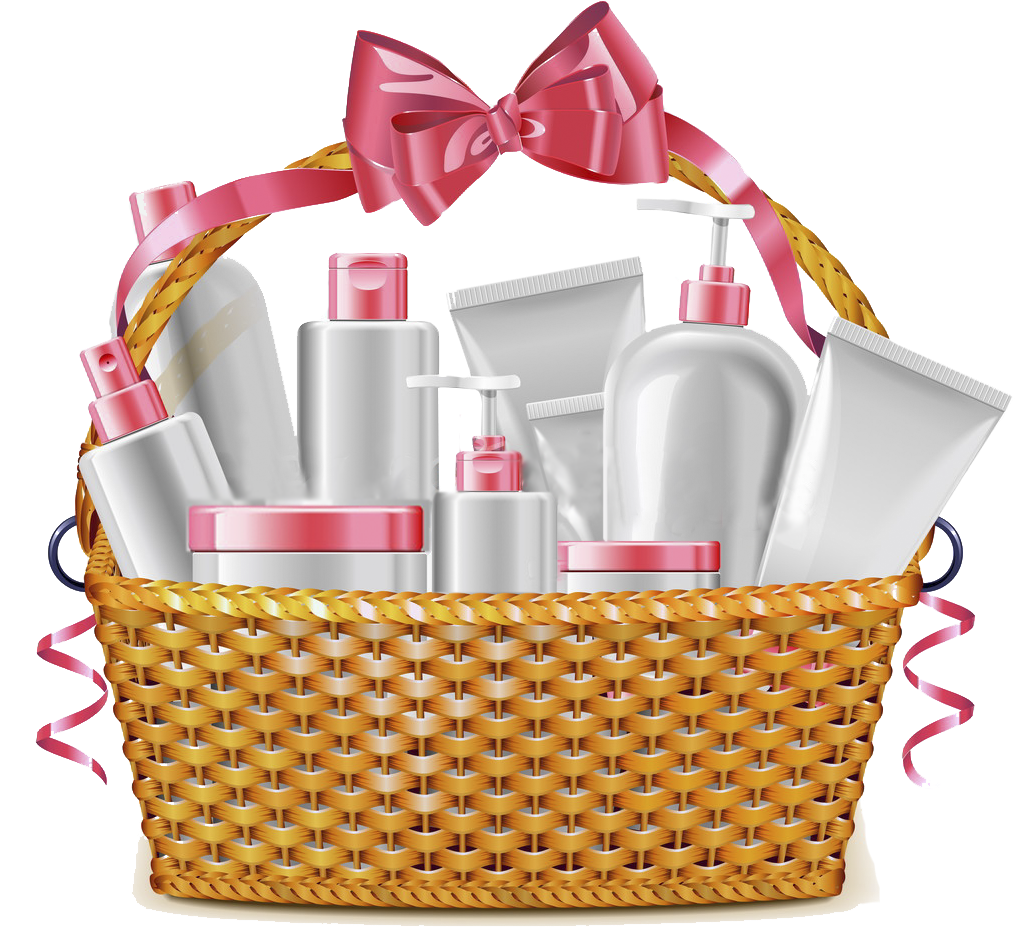 Beauty Products Gift Basket PNG with transparent background