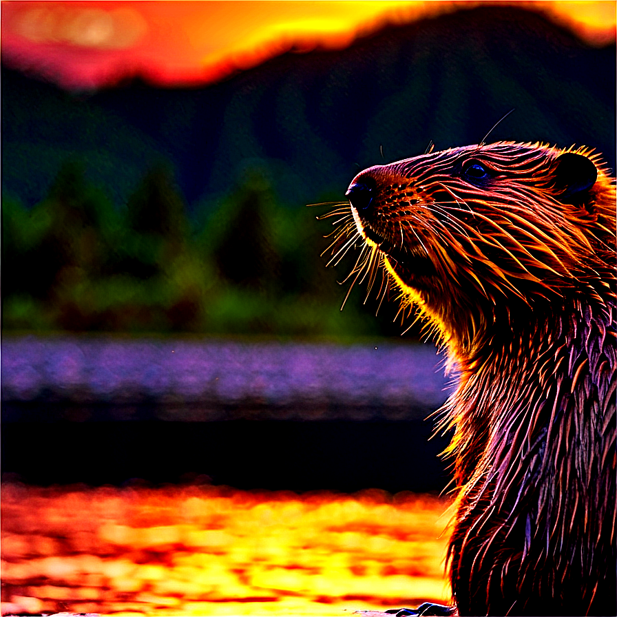 Beaver At Sunset Png Lya