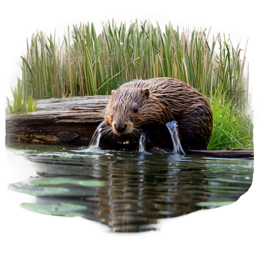 Beaver Building Dam PNG wod PNG with transparent background