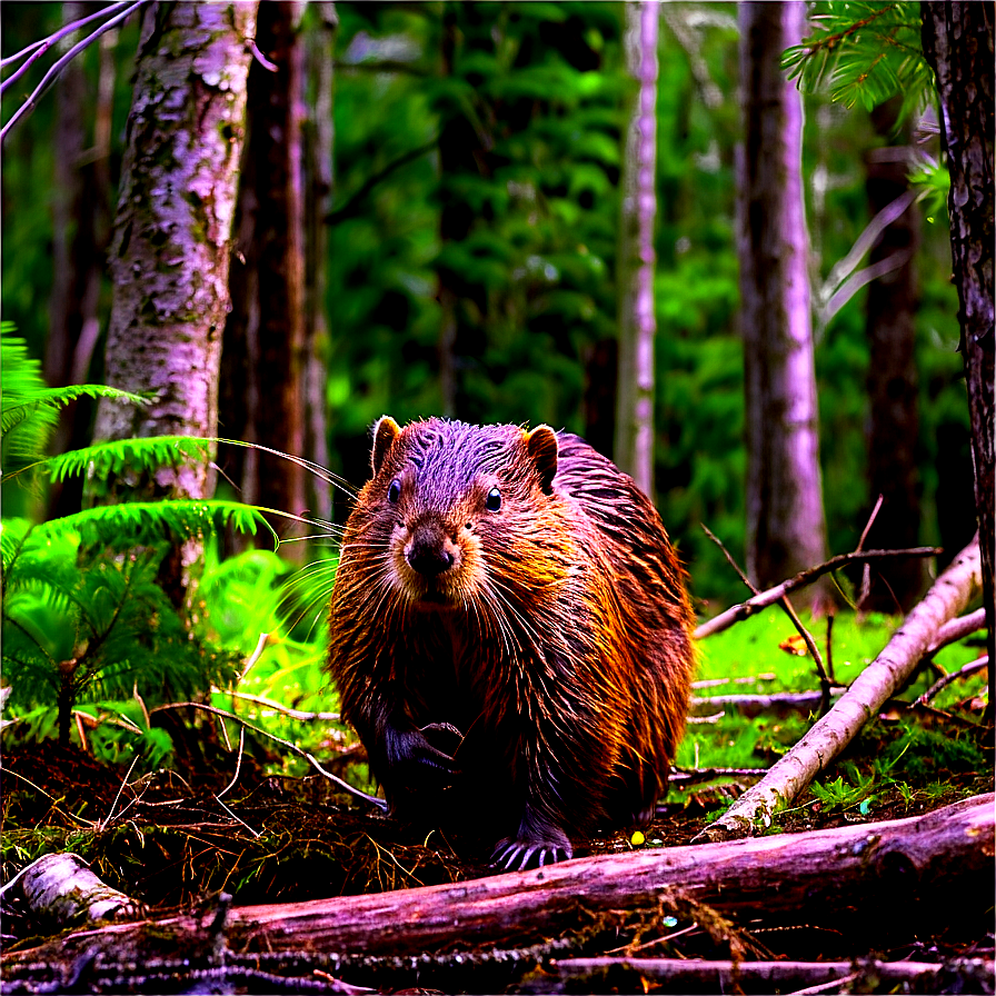 Beaver In Forest Setting Png 17