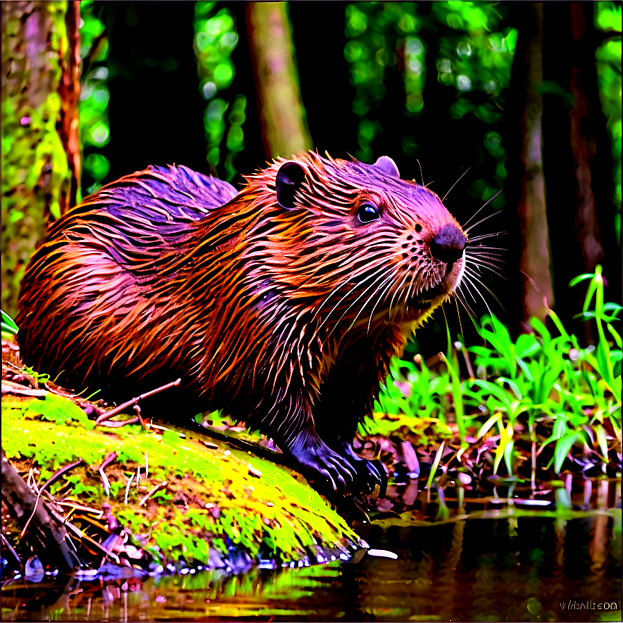 Beaver In Forest Setting Png Xrk44