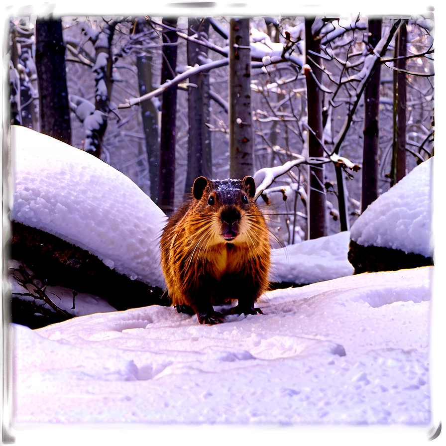 Beaver In Snowy Landscape Png 49