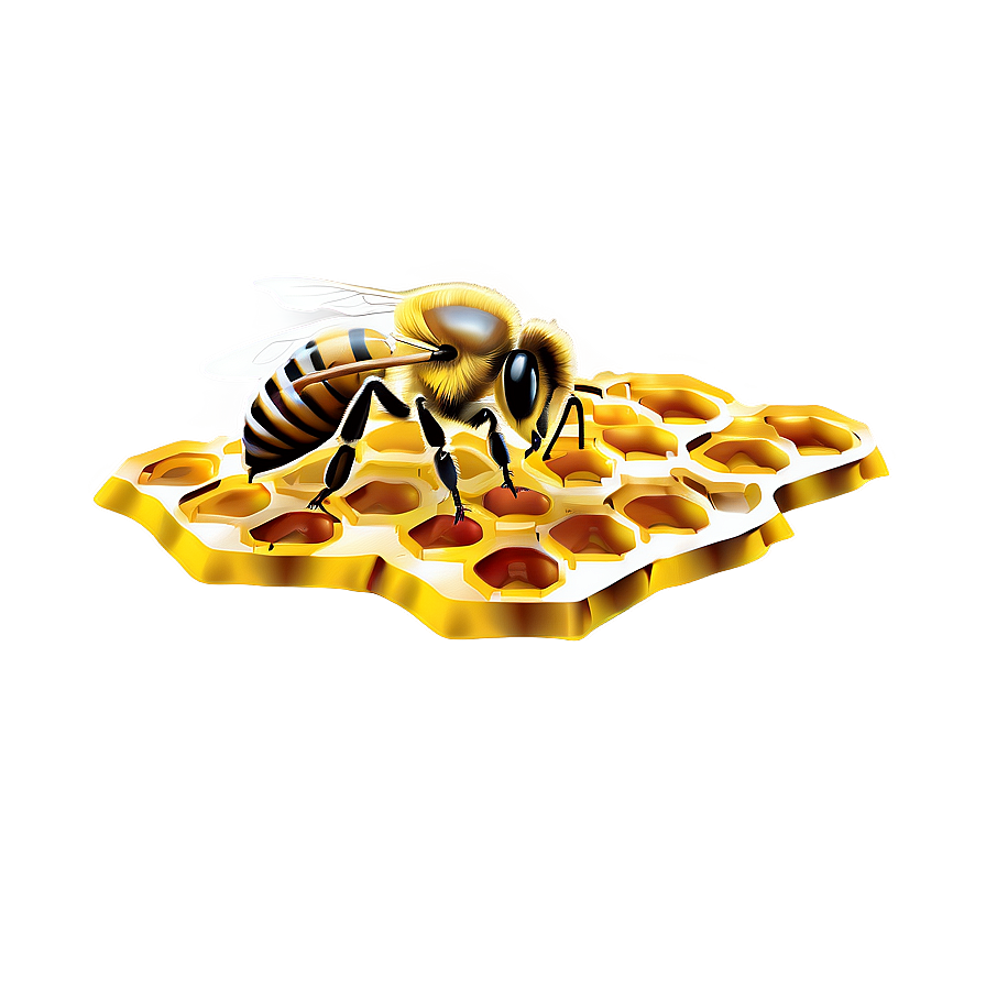 Bee On Honeycomb Png 06252024