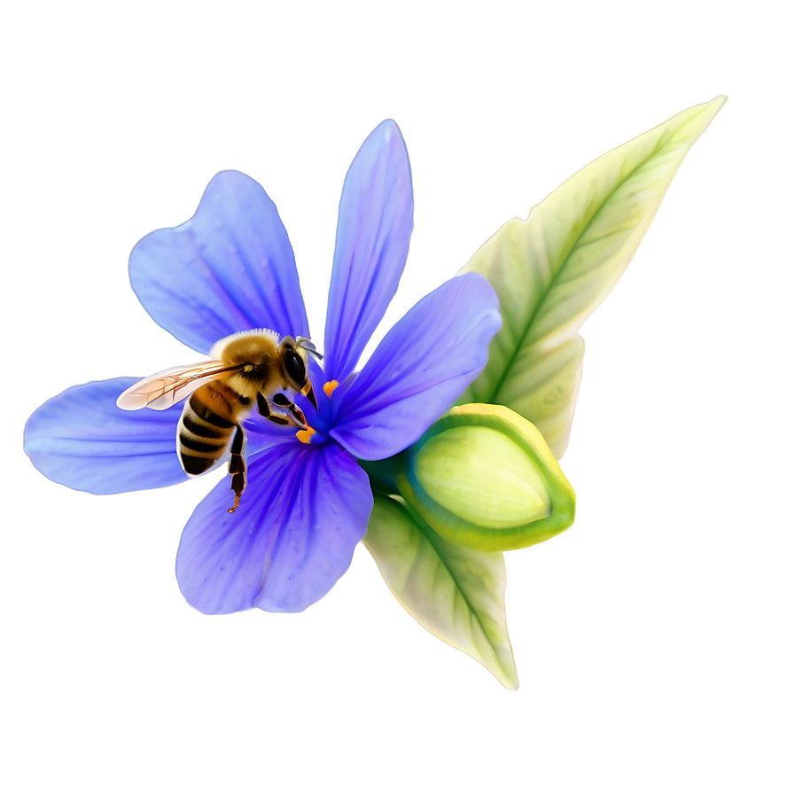 Bee Pollinating Flower PNG 06112024 PNG image with a transparent background, free high-resolution download