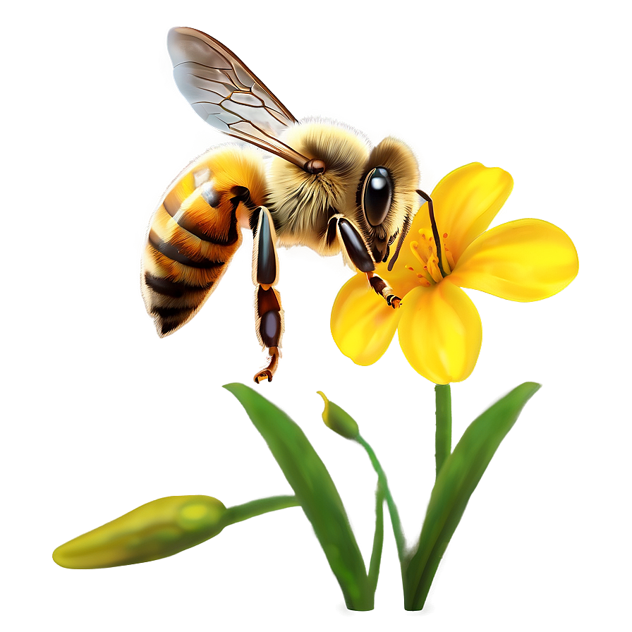 Bee Pollinating Flower PNG gld PNG image with a transparent background, free high-resolution download