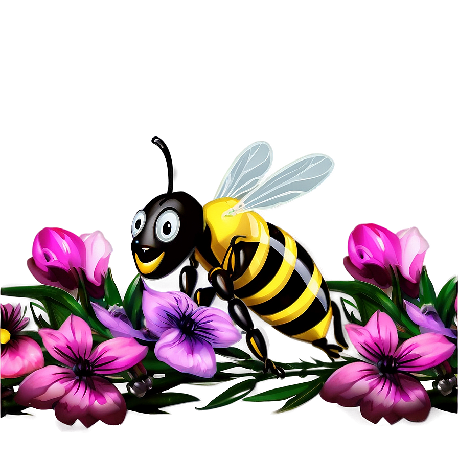 Bee With Flowers Png Bnm