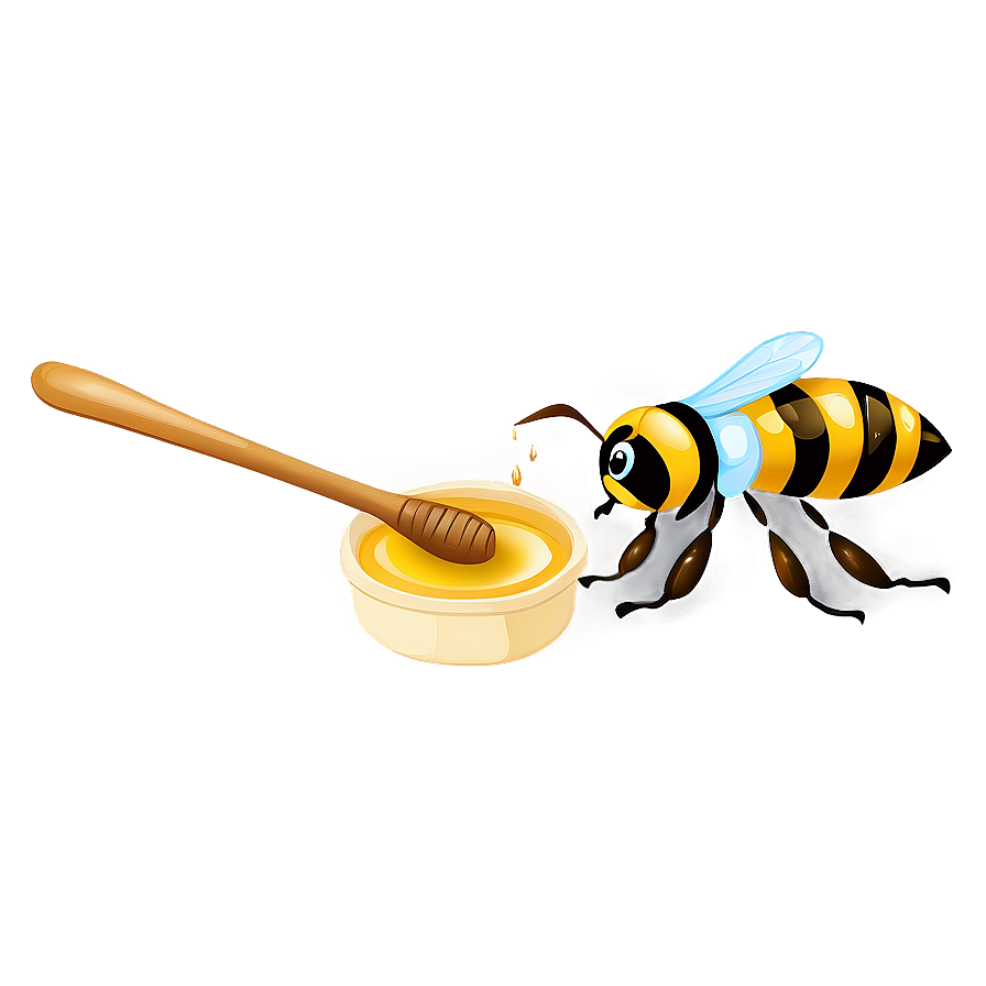 Bee With Honey Dipper Png 05232024