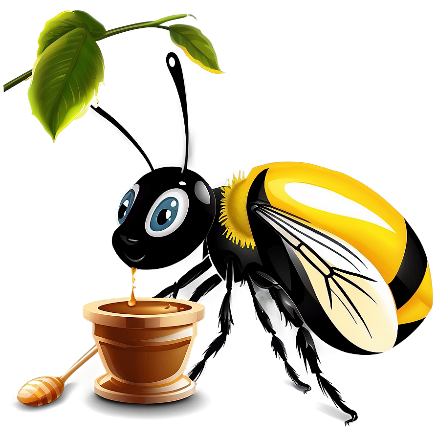 Bee With Honey Pot Png 05232024