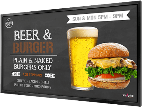 Invoke Digital Signage Digital Screen For Porterhouse - Cheeseburger, HD Png Download PNG with transparent background