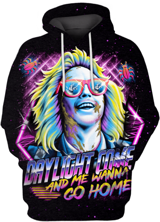 3d Beetlejuice Daylight Come And Me Wanna Go Home Tshirt - Wild Boar Hoodie PNG with transparent background