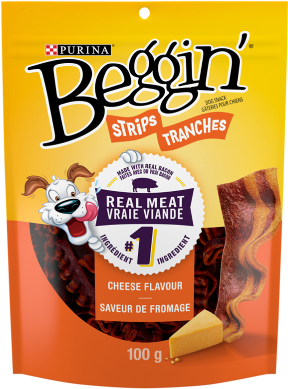 Beggin Strips Cheese Flavour Dog Snack Packaging