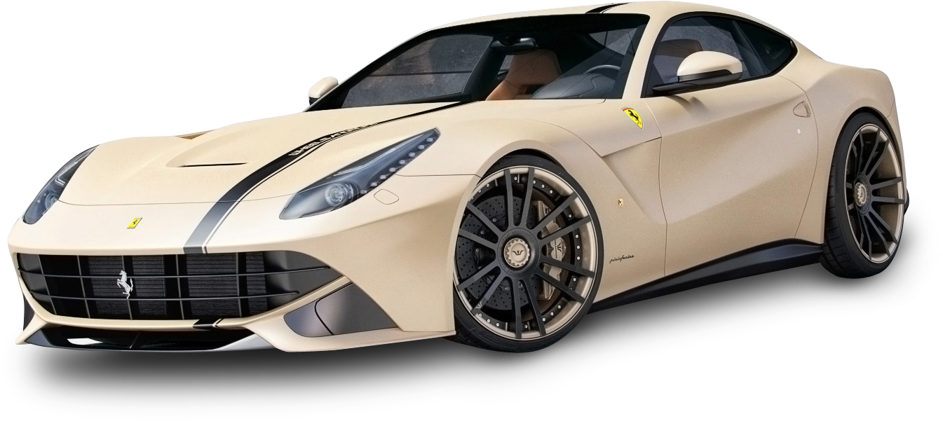 Beige Ferrari Supercar Profile View