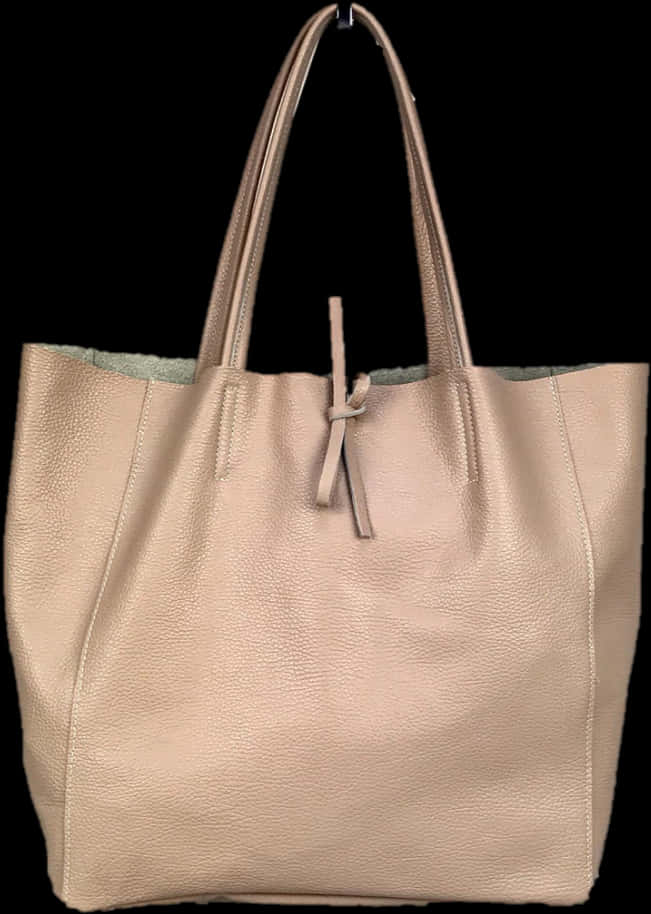 Beige Leather Tote Bag Black Background