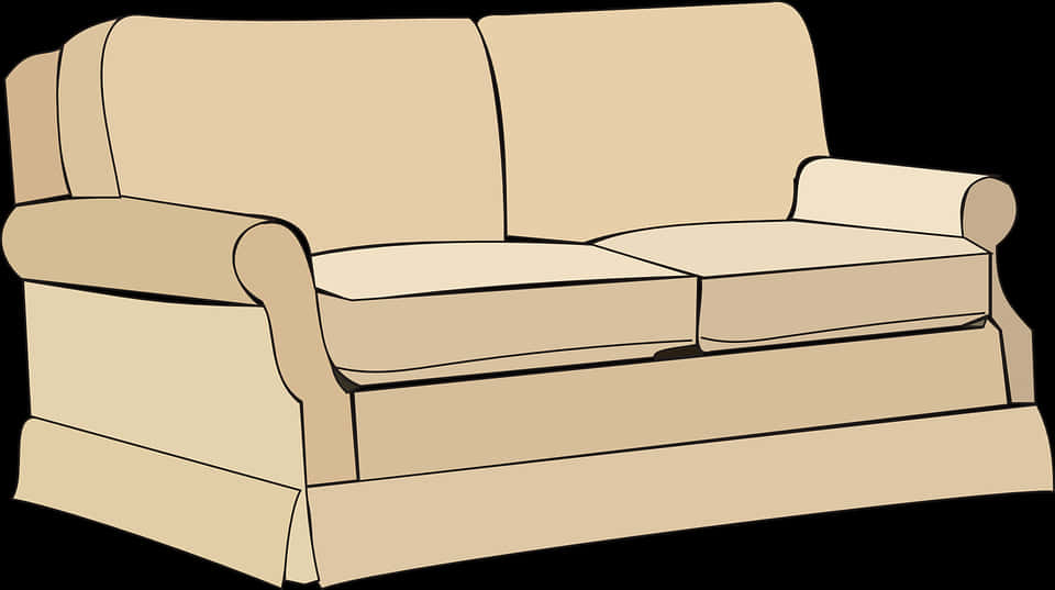 Beige Sofa Clipart PNG with transparent background