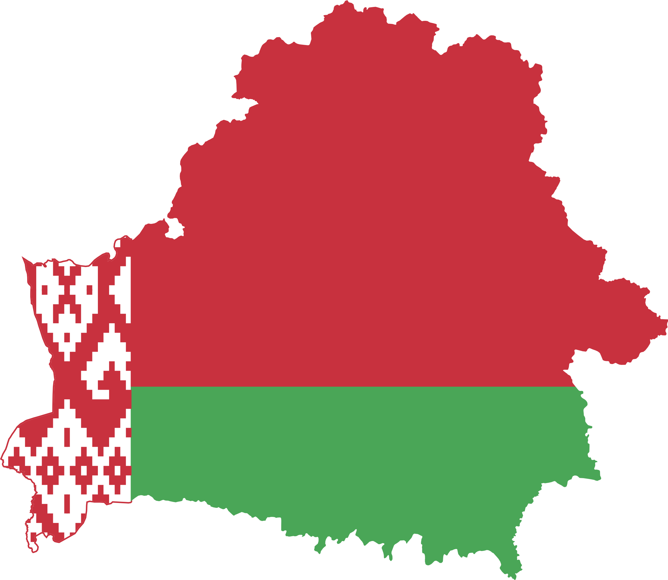 Belarus Map Outlined With Flag Colors