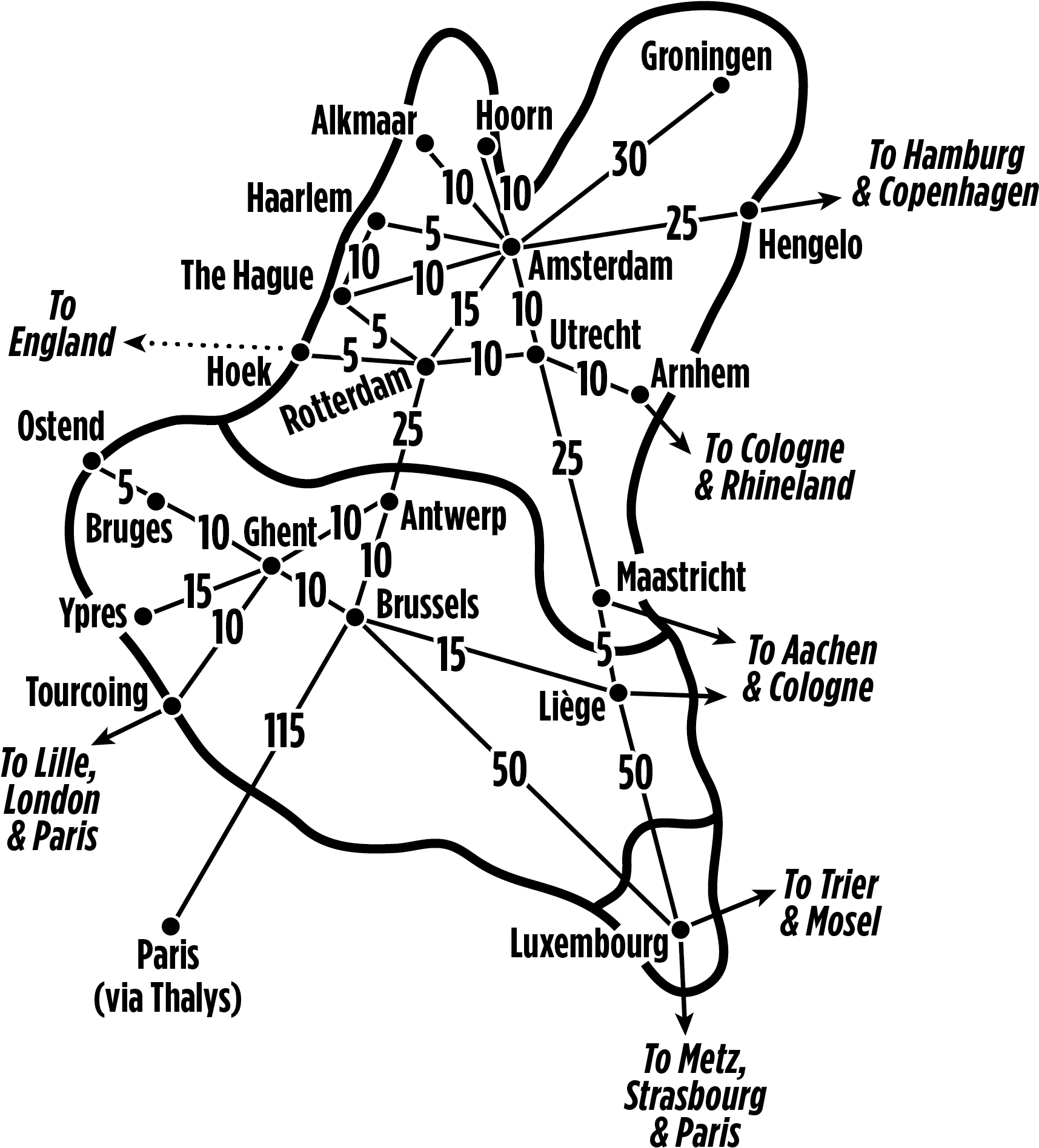 Belgium Netherlands Train Network Map