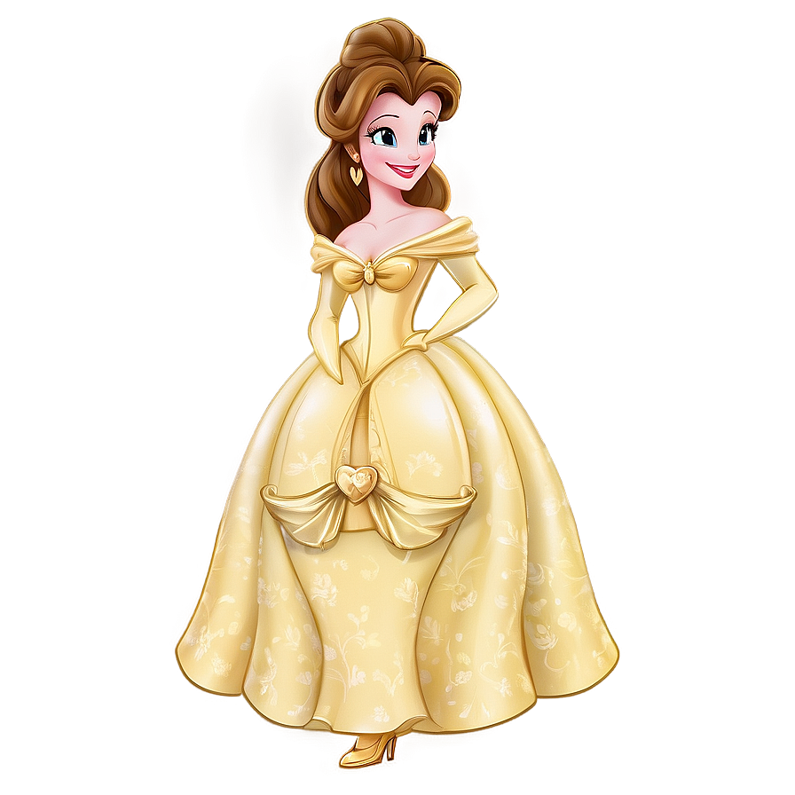 Belle In Golden Ballgown Png 25