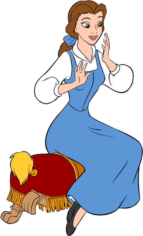 Belle Sitting On The Enchanted Footstool Disney Clipart, - Belle Beauty And The Beast Sitting Down, HD Png Download PNG with transparent background