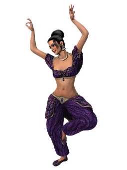 Belly Dancer Pose_ Purple Outfit