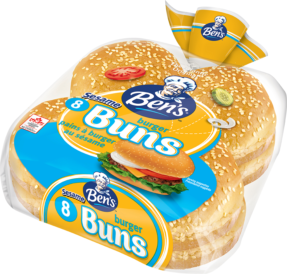 Bens Sesame Burger Buns Packaging PNG with transparent background