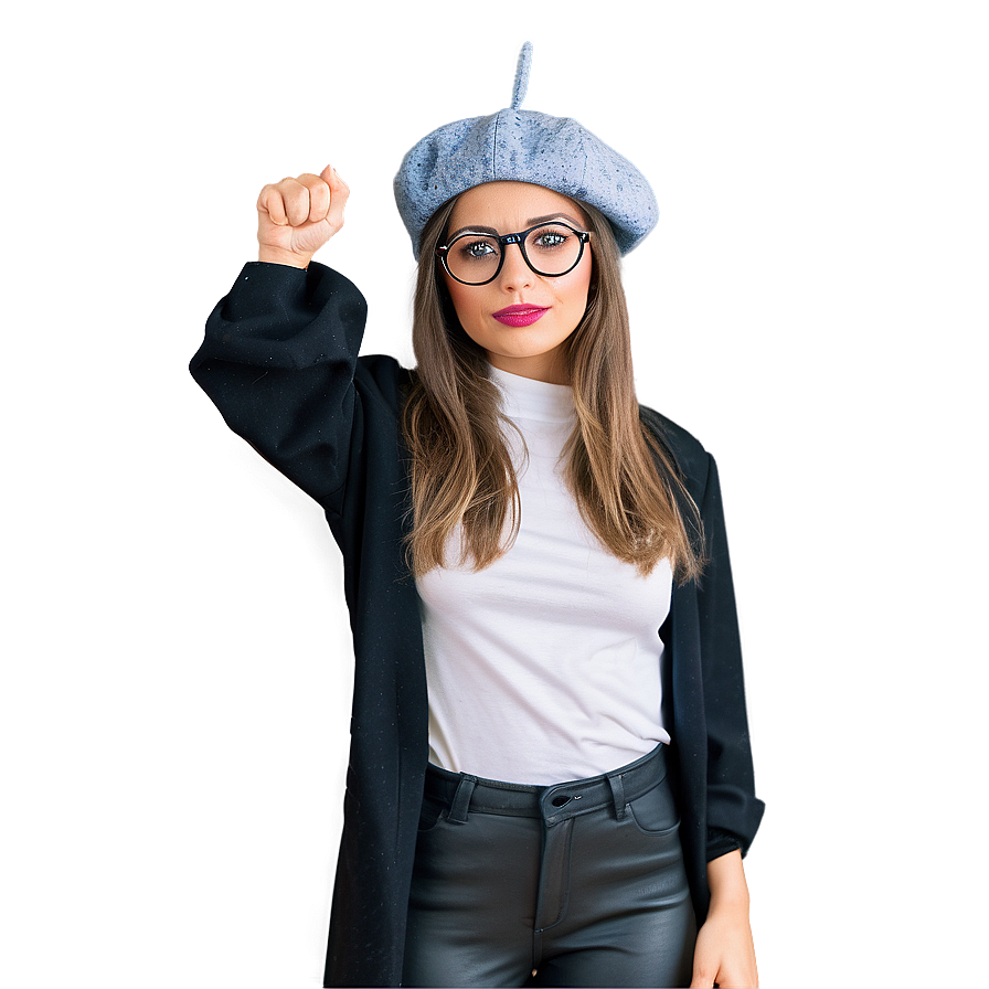 Beret And Glasses Look Png 84