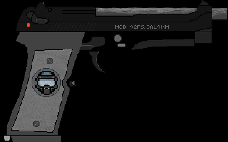 Beretta92 F S Pistol Illustration PNG with transparent background
