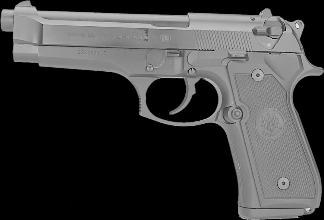 Beretta92 F S Semi Automatic Pistol PNG with transparent background