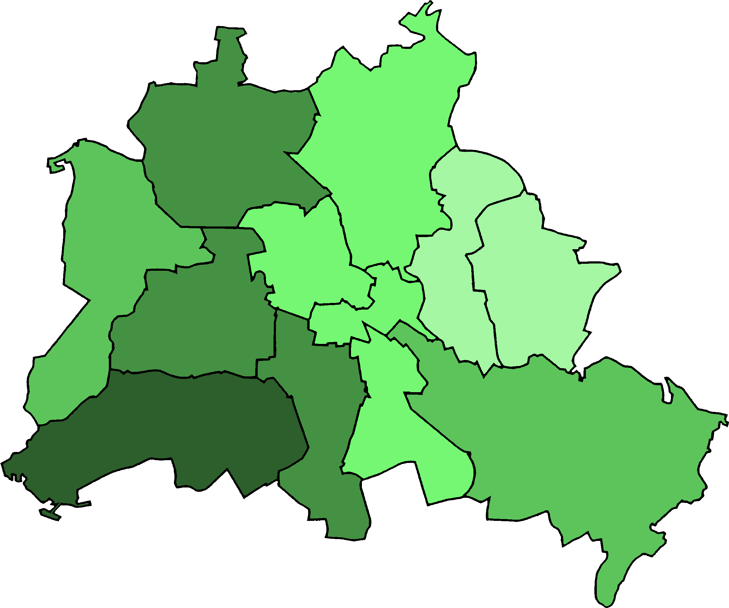 File - Karte - Abgeordnetenhauswahl Berlin - Wahlbeteiligung - Berlin Map From A Night Divided, HD Png Download PNG with transparent background