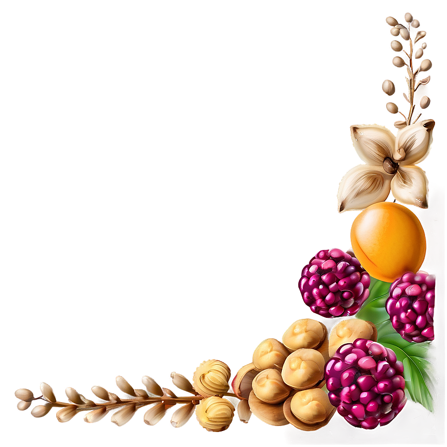 Berries And Nuts Thanksgiving Border Png 06202024