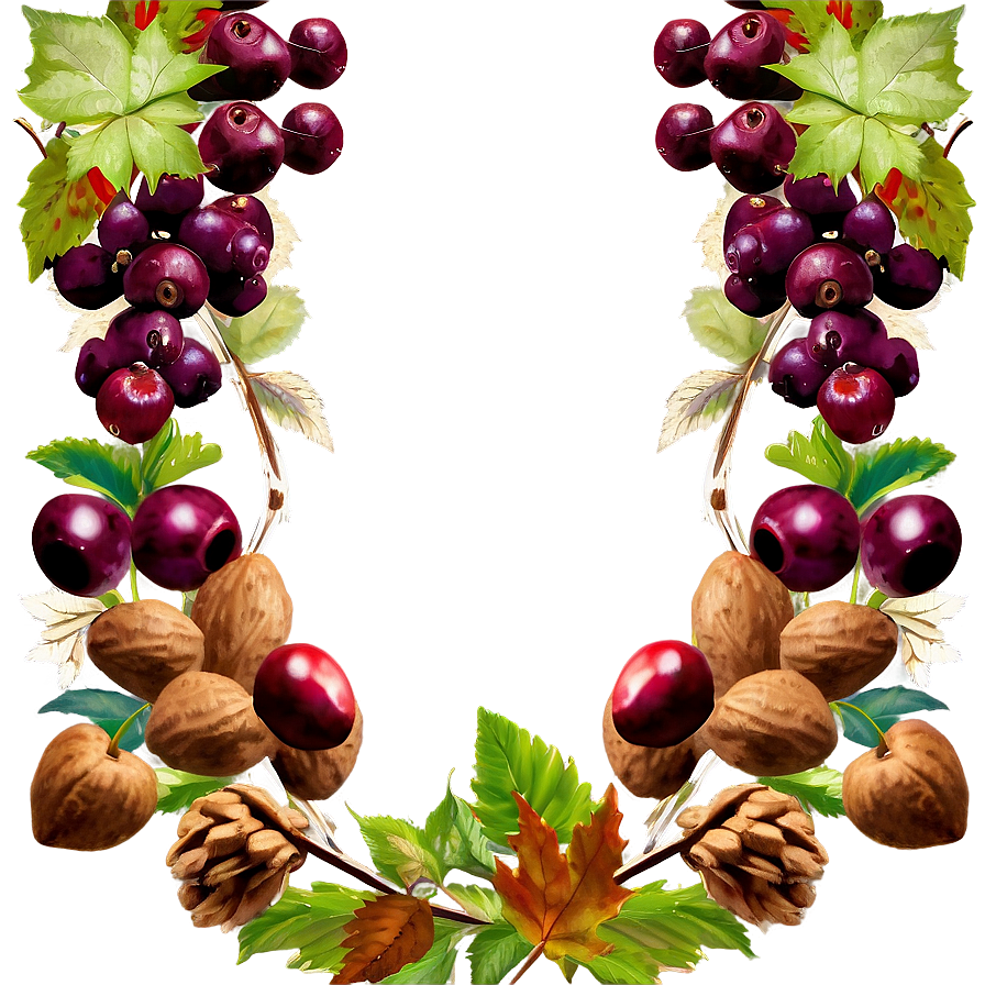 Berries And Nuts Thanksgiving Border Png Axx