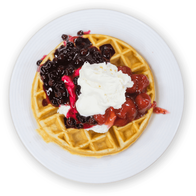 Berry Topped Wafflewith Whipped Cream