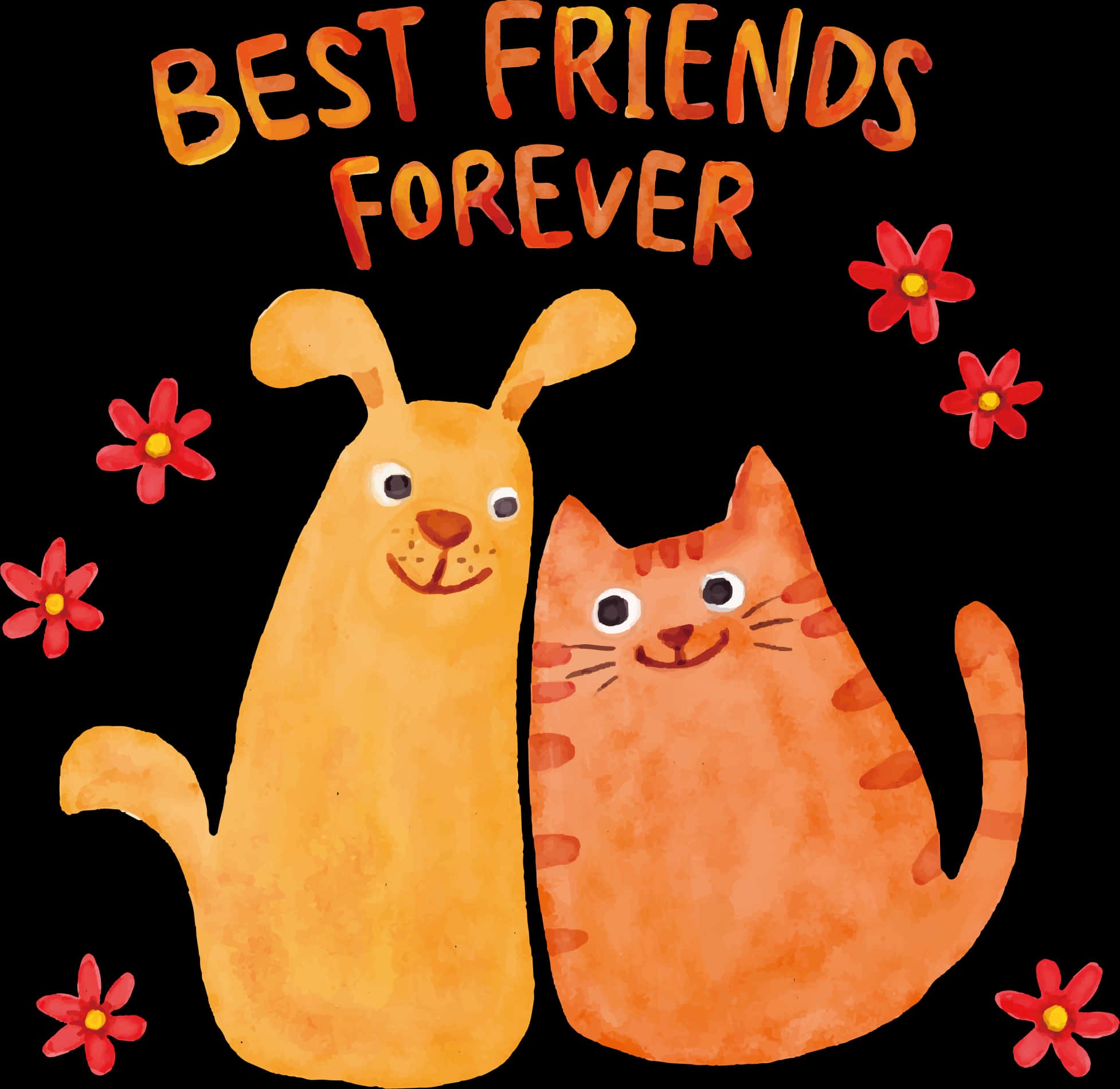 Best Friends Forever Cartoon Dog Cat