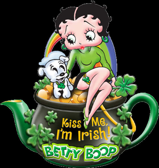 Betty Boop Saint Patrick's Day With Pudgy - St Patricks Day Clipart Betty Boop, HD Png Download PNG with transparent background