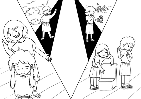 Biblical Scene_ Black Silhouette PNG with transparent background