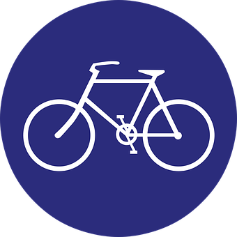 Bicycle Sign Blue Background PNG with transparent background