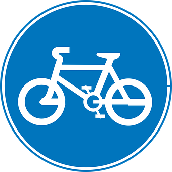 Bicycle Sign Blue Circle PNG with transparent background