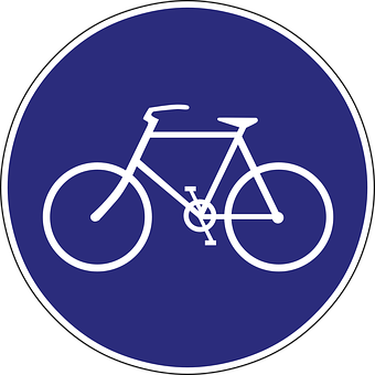 Bicycle Sign Blue Circle PNG with transparent background