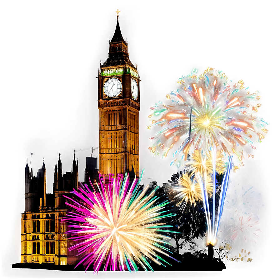 Big Ben New Year Fireworks Png 06112024