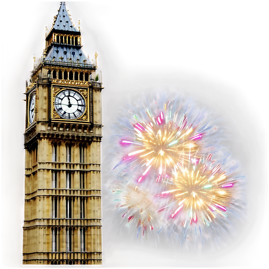 Big Ben New Year Fireworks Png Cnh