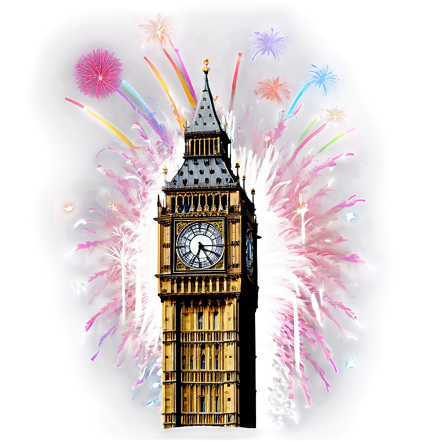 Big Ben With Fireworks Background Png Wdj62