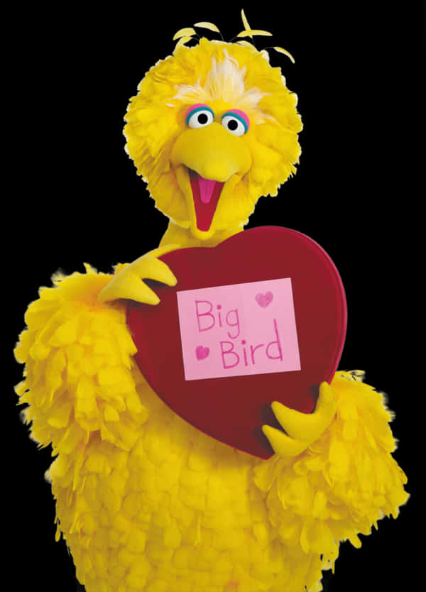 Big Bird Holding Heart Sign