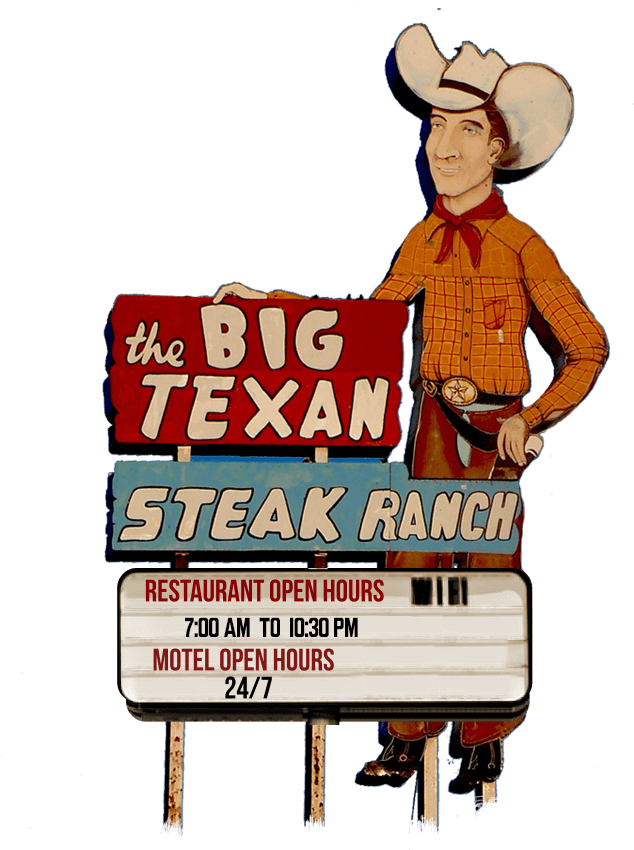 Big Texan Steak Ranch Cowboy Sign PNG with transparent background