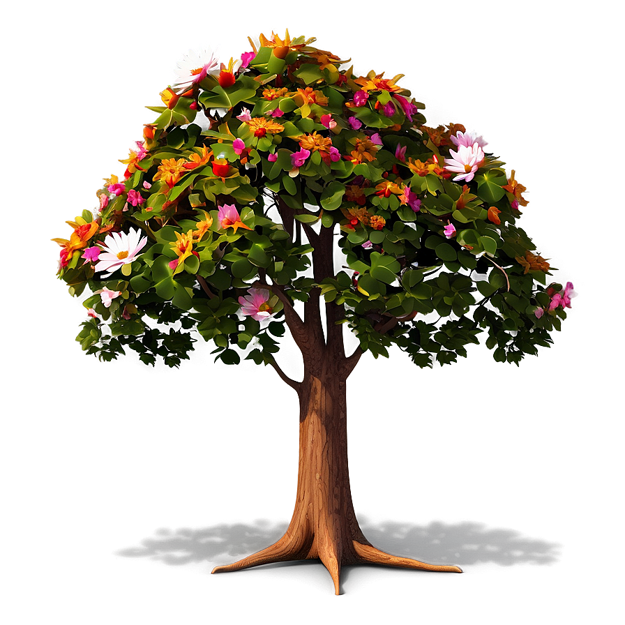 Big Tree With Colorful Flowers Png 06262024